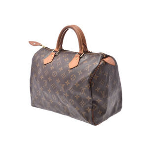Louis Vuitton Monogram Speedy Handbag Brown Leather